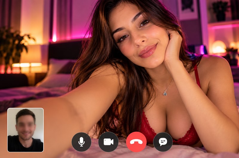 Videochiamata intima in camera